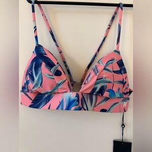 Hurley Women's Quick Dry Floral Bralette Triangle Bikini Top - New With Tags